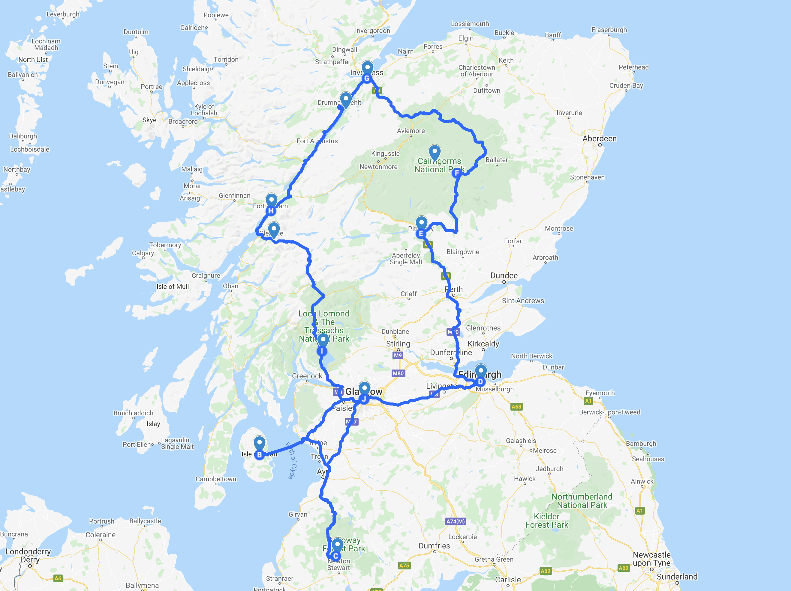 route groepsreizen Schotland